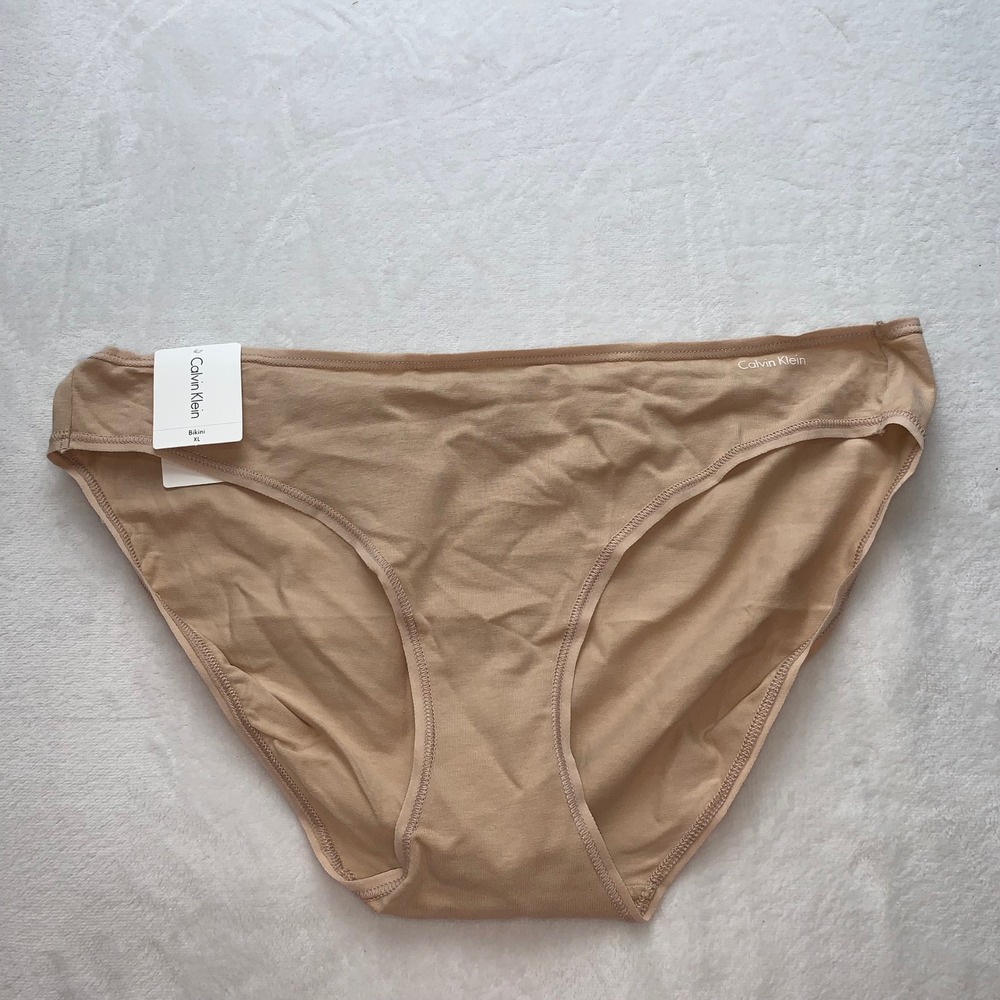 Calvin Klein beige nude cotton bikini briefs panties size XL new with tags